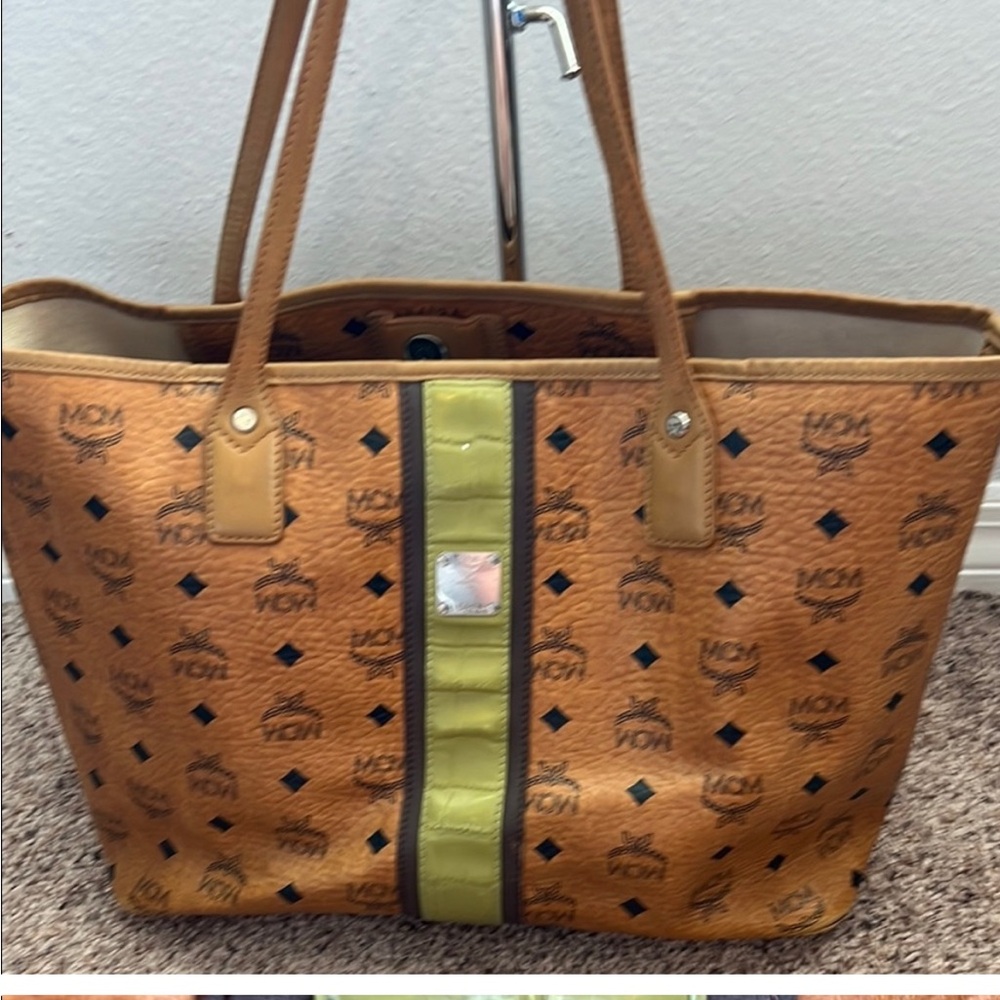 MCM Brown and Green Tote Bag